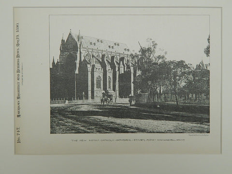 New Roman Catholic Cathedral, Sydney, NSW, Australia, 1890, Lithograph. Wardell.