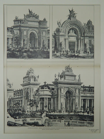 Entrances, Liberal Arts Building, Exhibition, St. Louis, MO, 1903, Photogravure.