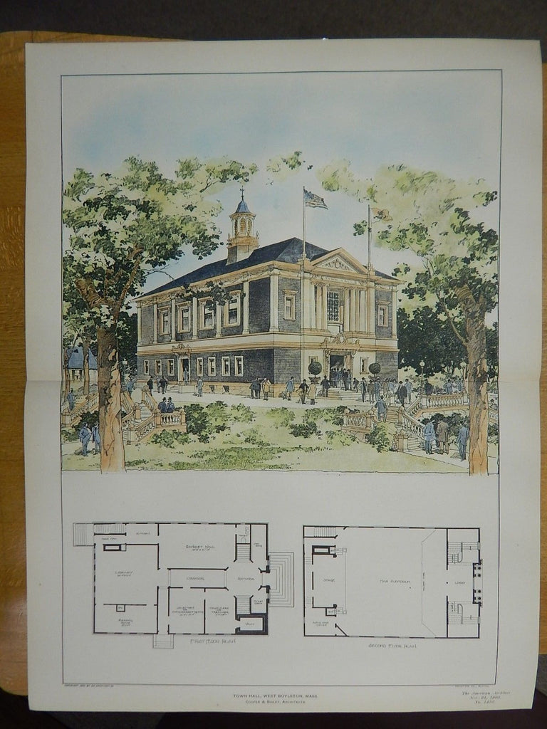 Town Hall, West Boylston, MA, 1903, Original Plan. Cooper & Bailey.