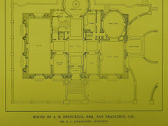 Floor Plans, House of A. B. Spreckels, San Francisco, CA, 1914, Original Plan. Applegarth.