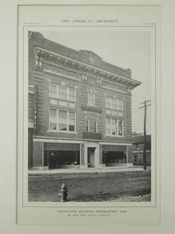 Oddfellows' Building, Northampton, MA, 1914, Lithograph. Karl Scott Putnam.