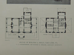 House of Walter G. Eells, Oak Lane, PA, 1918, Lithograph.  C. F. Schermerhorn & Watson K. Phillips.