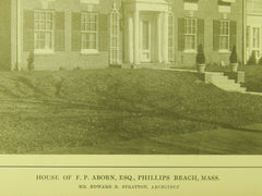 House of F. P. Aborn, Phillips Beach, MA, 1914, Lithograph. Edward B. Stratton.