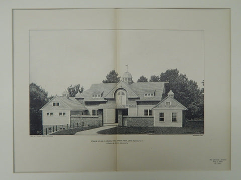 Stable of Wm. R. Grace, Esq., Great Neck, Long Island, NY, 1903, Photogravure. D'Oench & Simon.