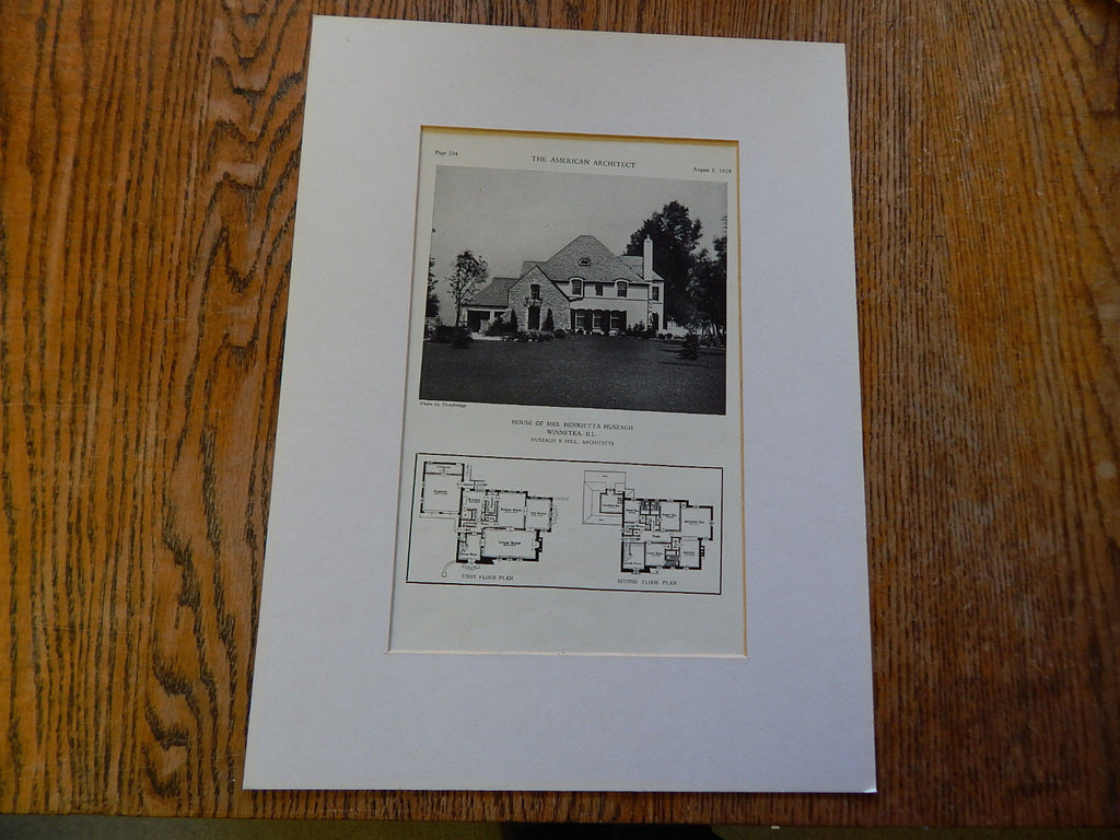 House of Mrs. Henrietta Huszagh, Winnetka, IL, 1929, Lithograph. Huszagh & Hill.