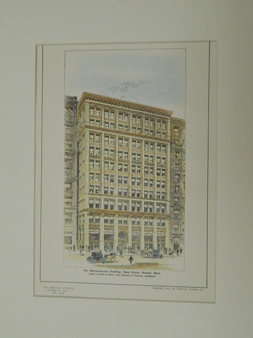 The Massachusetts Building, State Street, Boston, MA, 1904. Original Plan.
