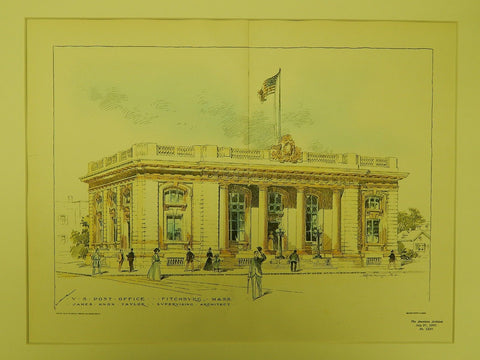 United States Post Office in Fitchburg MA, 1901. James Knox Taylor. Original