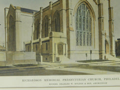 Richardson Memorial Presbyterian Church, Philadelphia, PA, 1914. Original Plan. Bolton & Son.