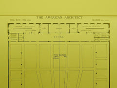 Second & Third Floors, Market House for City, Pittsburgh, PA, 1909, Orig. Plan. Alden & Harlow.