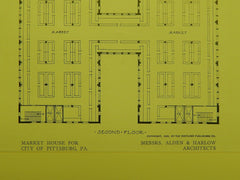 Second & Third Floors, Market House for City, Pittsburgh, PA, 1909, Orig. Plan. Alden & Harlow.