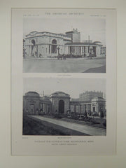 Elevations, Gateway Park Pavilion, Minneapolis, MN, 1918, Lithograph. Hewitt & Brown.