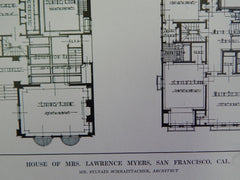 House of Mrs. Lawrence Myers, San Francisco, CA, 1914 Lithograph, Schnaittacher.