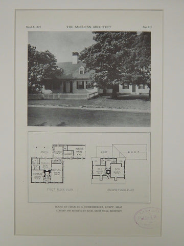 House of Charles G. Eichenberger, Egypt, MA, 1929, Lithograph. Royal Barry Wills.