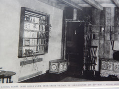 Living Room, Deer Creek Club, Deer Creek Village, St. Louis County, MO, 1928,Lithograph. Beverley T. Nelson.