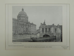 Old Palace and Emperor William Monument, Berlin, Prussia, 1901, Lithograph.