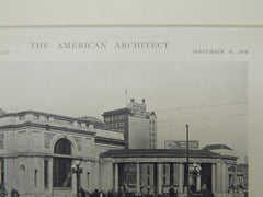 Elevations, Gateway Park Pavilion, Minneapolis, MN, 1918, Lithograph. Hewitt & Brown.