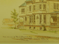 Residence of Wm. A. Prentiss, Esq., Holyoke, MA, 1884, Original Plan. Wm. B. Tubby.
