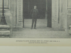 Entrance to Hotel Seymour, West 45th Street, New York, NY, 1903, Photogravure. Ludlow & Valentine.