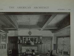 Dining & Living Room, House of C. B. Butterfield, Marion, MA, 1919, Lithograph. Coolidge & Carlson.