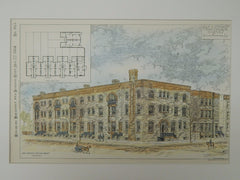 Block of 10 Houses for William Robertson, Newark, NJ, 1884, Original Plan. Van Campen Taylor.