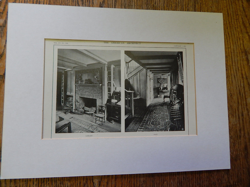 Copy of House of Mr. C.S. Waldo,Jr., Hall, Brookline,MA, Lithograph,1914. Mr. J. Lovell Little, Jr.
