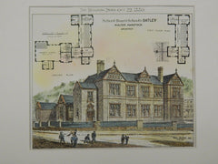 School Board Schools, Batley, West Yorkshire, England, 1880, Original Plan. Walter Hanstock.