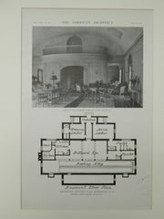 Great Hall & Basement, Riverdale Country Club, Riverdale, NY, 1921, Lithograph. Dwight James Baum.
