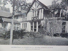 House E.L. Glaser,Alterations to Exterior, Glencoe, IL,1918,Lithograph. Marshall & Fox.
