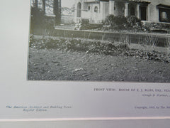 Front View:House of E.J. Bliss, Nr Chestnut Hill Reservoir, MA,1905,Litho.