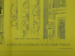 Screens in Cathedrale Notre Dame, Evreux, Eure, France, 1899, Original Plan. W.T. Partridge.