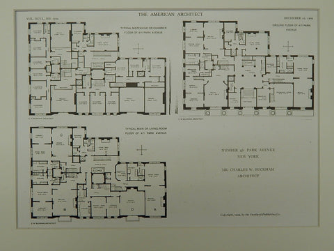 Number 471 Park Avenue, New York, NY, 1909, Original Plan. Charles W. Buckham.