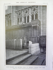 Nun Gallery & Rector's Stall in St. Thomas's Church, NY, 1914, Lithograph. Cram, Goodhue & Ferguson.