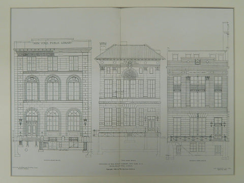 Three Branches, Public Library, New York, NY, 1905, Original Plan. W.B. Tubby&Bro.