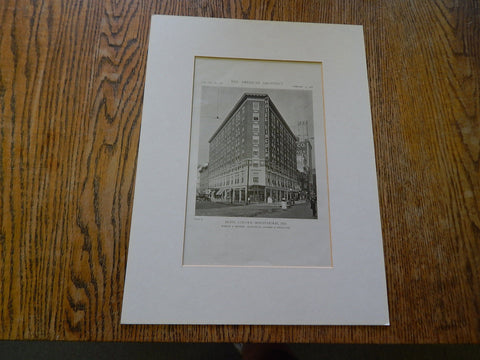 Hotel Lincoln, Indianapolis, IN, 1919, Lithograph. Robush & Hunter.