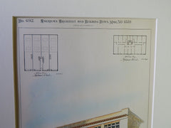 Mohawk Block and Floor Plans, Buffalo, NY, 1889, Original Plan. E.A. Kent.