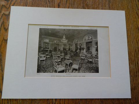 Tea Room, Hotel Pennsylvania, New York, NY, 1919, Lithograph. McKim, Mead, & White.