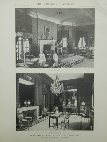 Rooms in the House of E. A. Fuast, Esq., St. Louis MO, 1916. Tom P. Barnett. Lithograph