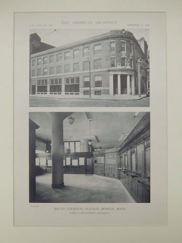 South Terminal Station, Boston, MA, 1918, Lithograph. James E. McLaughlin.