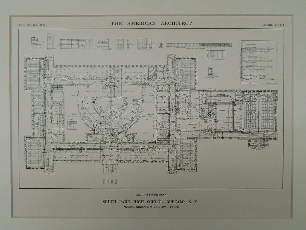 Ground Floor Plan, South Park High School, Buffalo, NY, 1914, Original Plan. Green&Wicks.