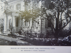House of Charles Ebert,ESQ Greenwich,CN,1914,Lithograph. Blake.