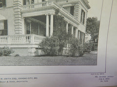 House of E.W. Smith,ESQ.,Kansas City, MO, 1903, Lithograph. Van Brunt & Howe.