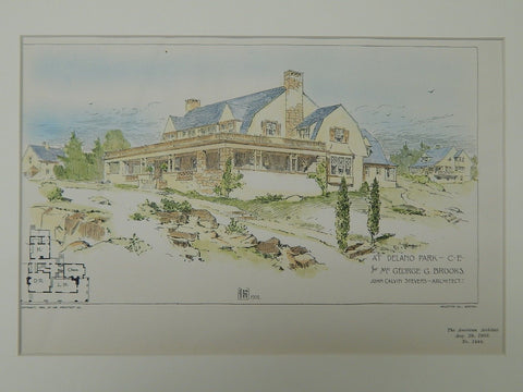 Residence for George G. Brooks, Delano Park, ME, 1903, Original Plan. John Calvin Stevens.