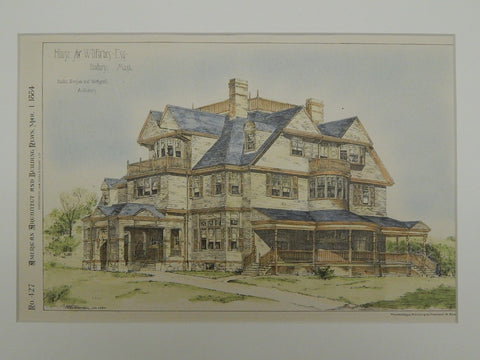House for W. D. Forbes, Esq., Roxbury, MA, 1884, Original Plan. Bradlee, Winslow & Wetherell.