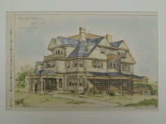 House for W. D. Forbes, Esq., Roxbury, MA, 1884, Original Plan. Bradlee, Winslow & Wetherell.
