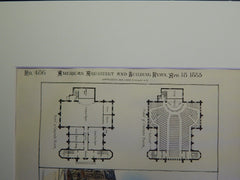 Asbury M.E. Church, Philadelphia, PA, 1885. Original Plan. Mr. John Ord.