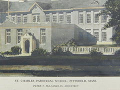 St. Charles Parochial School, Pittsfield, MA, 1926. Original Plan. McLaughlin.