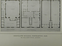 Interior, Oddfellows' Building, Northampton, MA, 1914, Lithograph. Karl Scott Putnam.