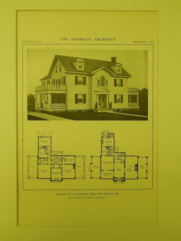 House of P. E. Graff, Ten Hills, MD, 1914, Lithograph. Walter M. Gieske.
