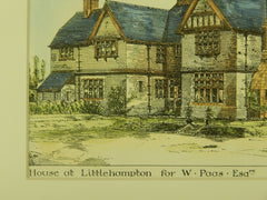 House for W. Paas, Littlehampton, West Sussex, England, 1882, Original Plan. Burnell.