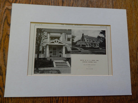 House of R.G. Jones, ESQ., Newton Centre, MA, Lithograph,1914. Mr. R. W. Power.